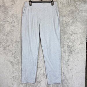 Uniqlo AIRism Pants Mens Large Light Gray Elastic Waist Tapered Lounge Pockets